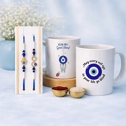 Bhaiya Bhabhi Rakhi Mug Combo | Nazar Protection Rakhi Combo-Giftii